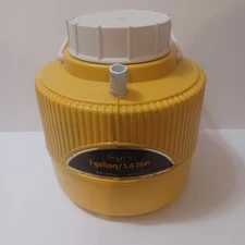 Vintage Sears 1 Gallon Yellow Insulated Water Jug Cooler Vacucel USA Retro Used 