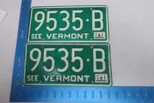 Vermont VT License Plate Tag 1971 71 Natural Sticker Pair Set 9535-B
