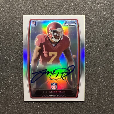 2013 Bowman Chrome T.J. McDONALD #RCRA-TJM Rookie AUTO REFRACTOR FOOTBALL CARD D