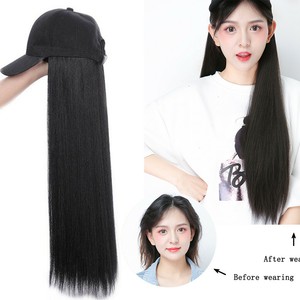 Long Straight Wig Cap 30 Inch Long Hair Baseball Cap Ball Caps