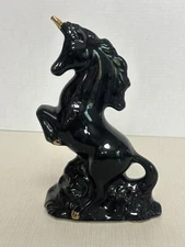 Mid Century Modern Unicorn Black Gold Brazil Figure approx 9x6”