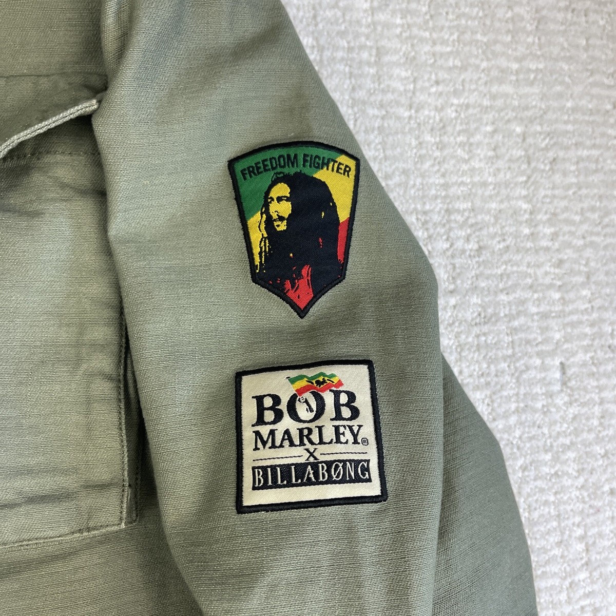 Billabong × Bob Mary Military Jacket Rare Billabong x Bob Marley Mens M Green Military Style