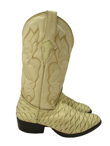 Cowtown Vibram Sole Leather Cowboy Classic Black White Thread Cowboy Boots 10.5 Cowtown Vibram Sole Leather Cowboy Classic Black White  main image 4