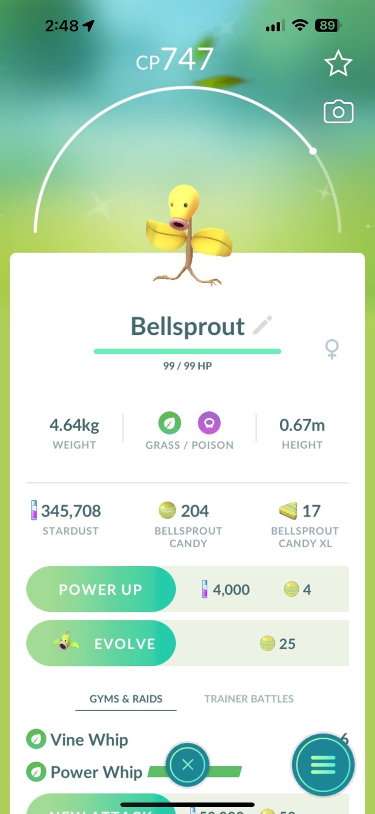 Pokémon GO - Shiny Bellsprout | Registered or 30 Days Friendship Bonus !!