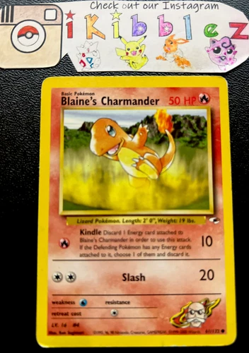 Blaine's Charmander 61/132 Vintage Gym Hero Pokémon Card. Free Tracked Ship. HP