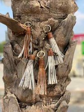 cowhide leather bag charms keyring