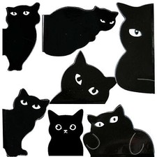 Image of 7pcs Cat Bookmark Set Black Cat Book Marker Cute Magnetic Book Page Clip