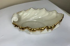 Lenox 9" Ivory Acanthus 24kt Gold Trim Leaf Shell Bowl/Dish Made in USA