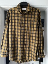 Lindbergh Mens Dress Shirt Button Up Long Sleeve Plaid Yellow / Blue Small