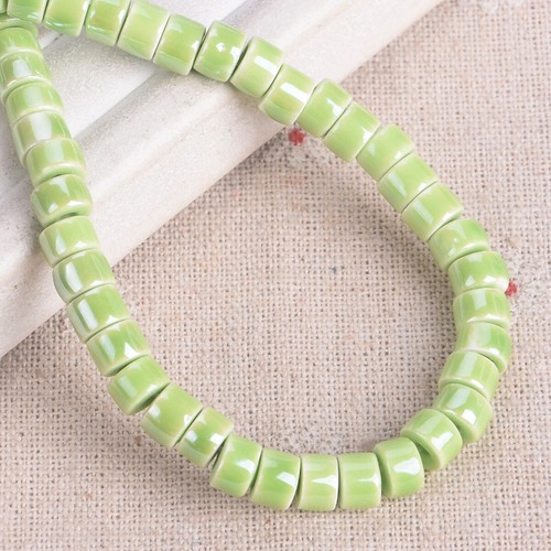 30pcs 6x4mm Rondelle Cylinder Shiny Glossy Glazed Ceramic Porcelain Loose Beads - Picture 14 of 15