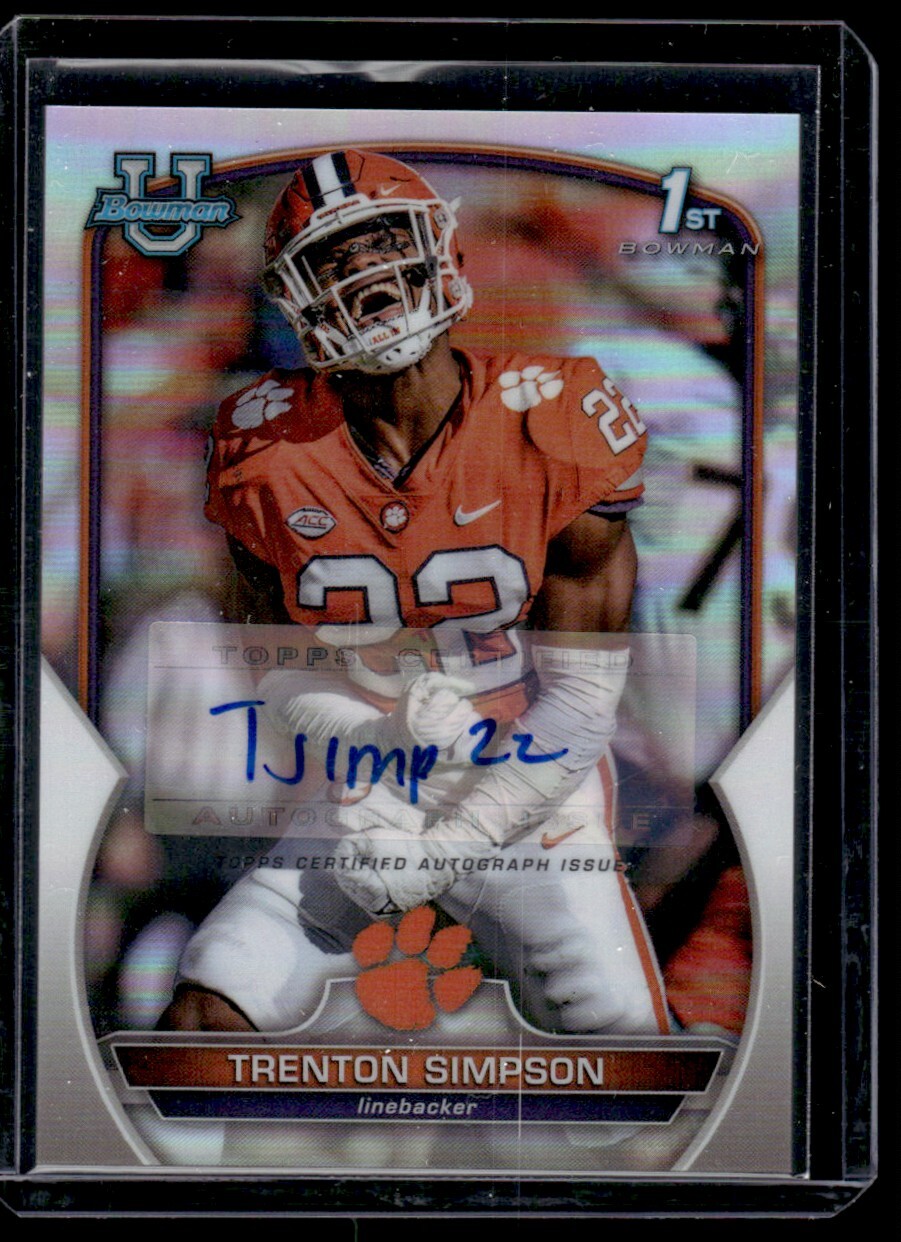 2022 BOWMAN CHROME UNIVERSITY REFRACTOR TRENTON SIMPSON Auto 100/499