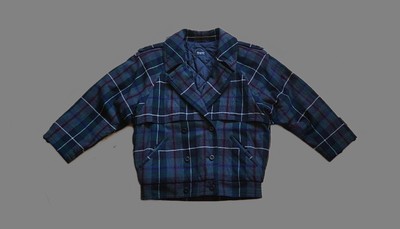 Vintage Bogner Jacke 1985 M L Flanell Kariert Navy grey blue green West Germany