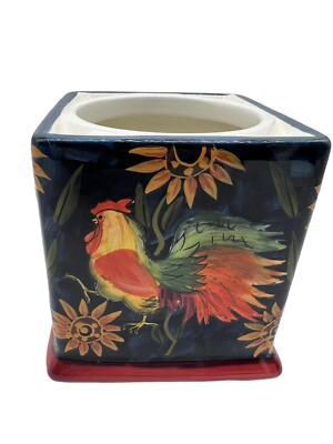 Susan Winget French Country Sunrise Rooster Canister Navy Base