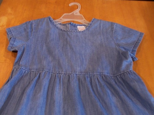 Hanna Andersson Girls' Tiered Short Sleeve Denim Dress-Hard to Find Sz. 160(14) - Picture 2 of 3
