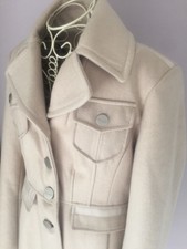Ladies Coat Kenneth Cole Beige Cream Wool-us 6 Blend Coat Size Uk 12. /c15/