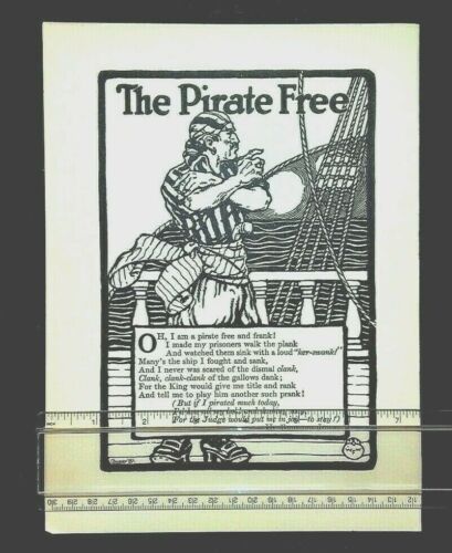 Pirate Free Prisoners walk Plank Nursery Vintage whimsical book  illus           - Picture 1 of 2