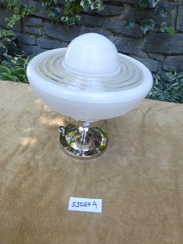 Antiguo accesorio de montaje semi empotrado de vidrio opelino satinado decorativo vintage 53024 A - Imagen 2 de 14