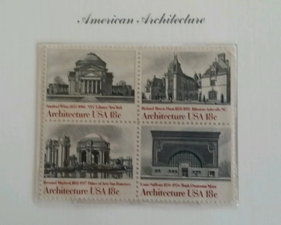 MINT US STAMPS PANEL 1981 18c ARCHITECTURE SCOTT # 1928-1931 BLOCK MNH - Image 3 of 4