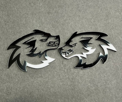 Wolf Badges Emblem Car/Truck, (2) BADGES, Fender Angry Agressive Raging