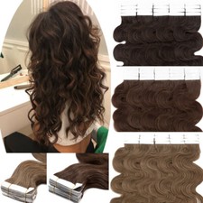 Curly Tape In Human Hair Extensions Russian Skin Weft Thick Wavy Hair 16"-24" US