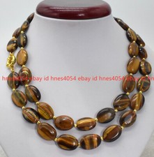 New Natural 13x18mm Yellow Tiger's Eye Gemstone Oval Gemstone Necklace 16-36in
