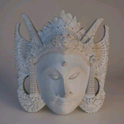 Handcarved Wood Dewi Sri Cili Mask Fertility Rice Goddess Bali Intricate Carving