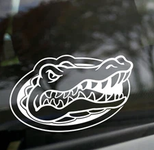 Florida Gators GATOR HEAD LOGO in WHITE Cut Vinyl Decal UF Car Truck Sticker