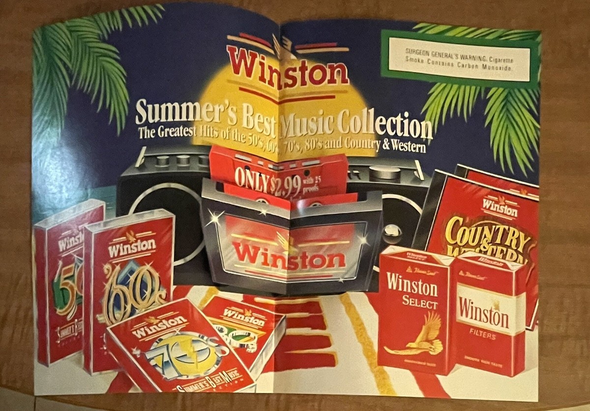 Winston 1992年製　ヴィンテージ 1992 Winston Cigarettes Summers Best Music Greatest Hits 90s Print