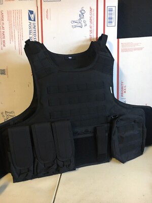 New Tactical Plate Carrier FREE BULLETPROOF 3a Inserts BODY ARMOR With Pouches