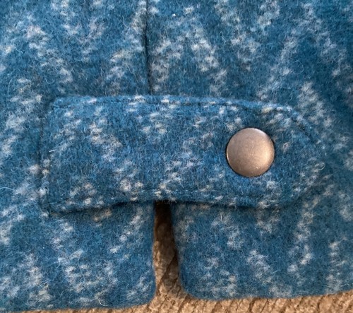 Women's Coat Jacket Teal Blue Gray Zip Button Chevron Wool Blend M PrAna Lily - Picture 12 of 12