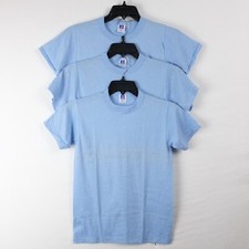VINTAGE Russell Athletic Youth M Light Blue T-Shirts - Lot of 3
