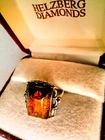 STERLING  SILVER  AMBER    GEM   RING  HAND MADE Vintage