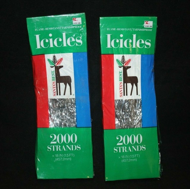 Vintage Tinsel Icicles Lot Of 2 New In Box For Christmas Tree 4000