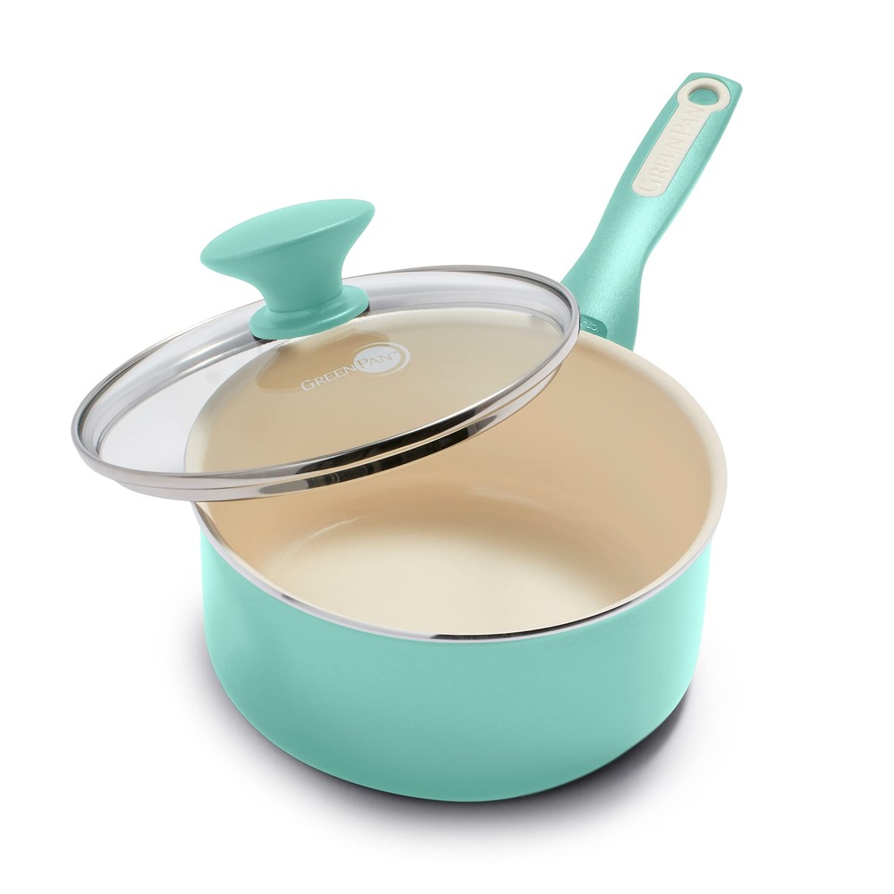 GreenPan Rio Healthy Ceramic Nonstick 2QT Saucepan with Lid, PFAS-Free, Dishw...