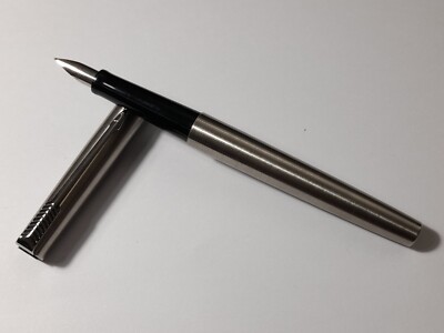 OLD VINTAGE PARKER JOTTER FOUNTAIN PEN B NIB STAINLESS STEEL MADE IN UK #1