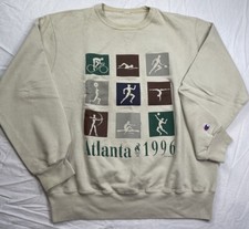 Vintage 90s Champion Atlanta Olympics 1996 Sweatshirt Beige Men  s Sz XL