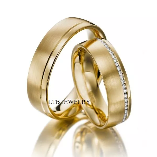 10K YELLOW GOLD HIS & HERS DIAMOND WEDDING BANDS ,MATCHING WEDDING RINGS  SET | eBay