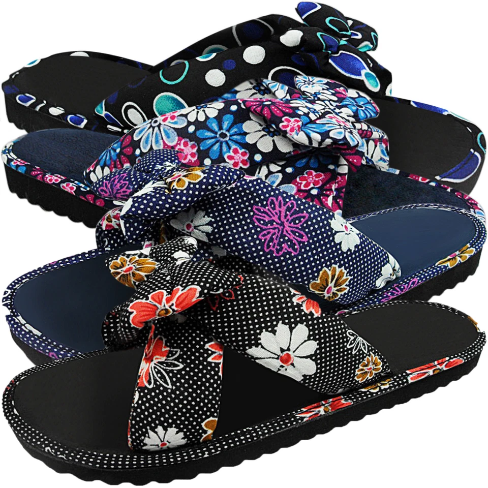 NEW WOMEN LADIES LIGHT FLAT SLIP ON FABRIC MULES SUMMER SANDALS FLIP FLOPS SIZE - Image 3 of 4