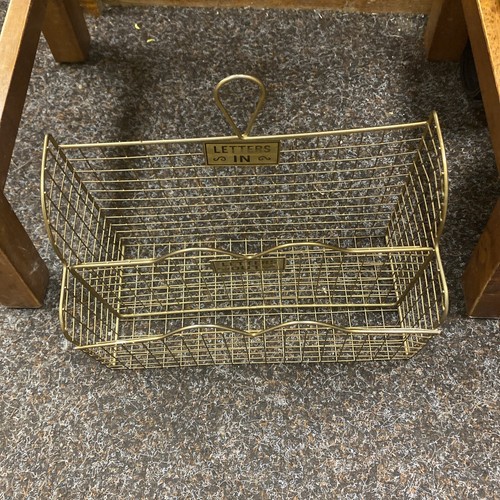 Vintage Brass Wire Desk Basket- Letters In & Letters Out Office To Hang Or Stand - Picture 13 of 16