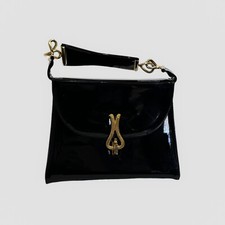 Vintage Original by Caprice Handbag Purse Black Patent Gold Hardware Retro