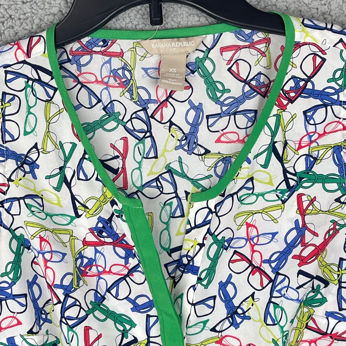 Banana Republic Top Women's Extra Small White Glasses Loose Fit