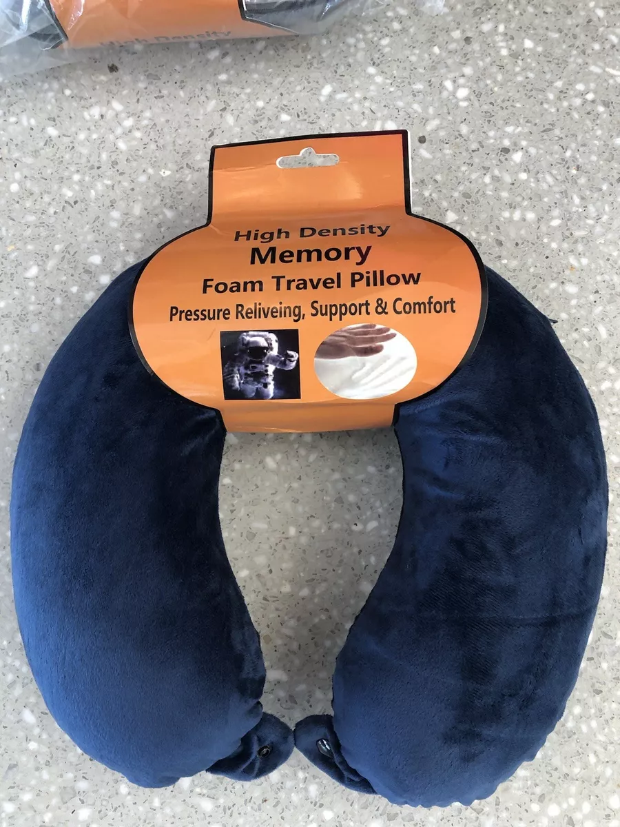 Memory Foam Neck Travel Pillow w SnapOn High Density U Shape Navy