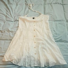 Wild Fable Cream Button Down Halter Mini Dress Smocked Back L
