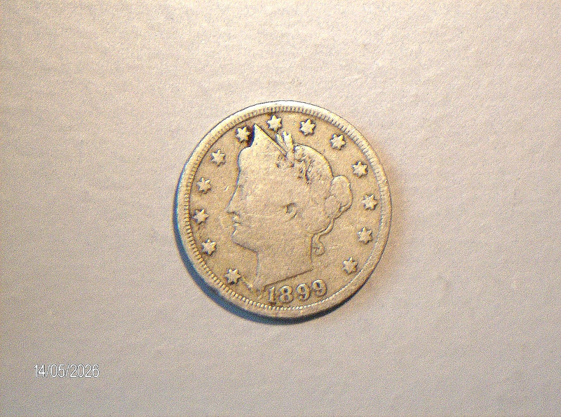 1899 LIBERTY V Nickel VG, circulated  J8