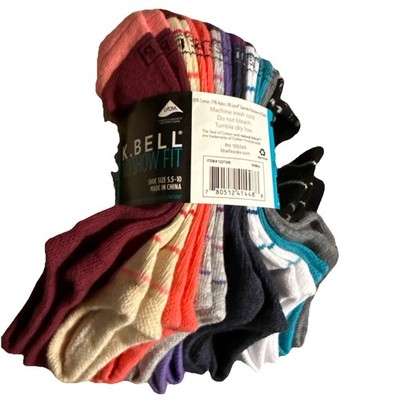 K.Bell Women's Multicolor No Show Socks, 10-Pair, Shoe Size 5.5-10