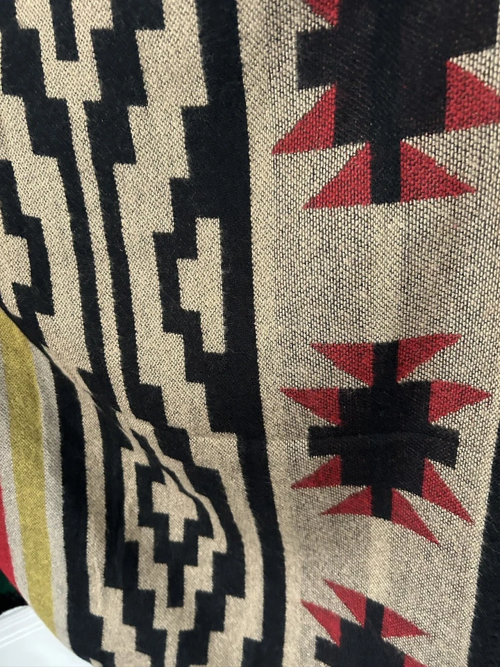Cherry Koko Poncho Aztec Mexican Blanket Wrap Oversized Size O/S - Image 3 of 4