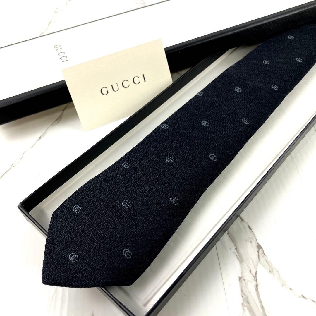 Gucci Necktie Tie 100% Silk Black All-over GG Pattern 2.8 inches From Japan thumbnail 23