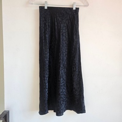 Realisation Par Naomi Skirt Romance Black Heart Silk Midi Slip Skirt XXS NEW