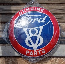 16 Inch Ford V8 Genuine Parts Metal Dome Sign