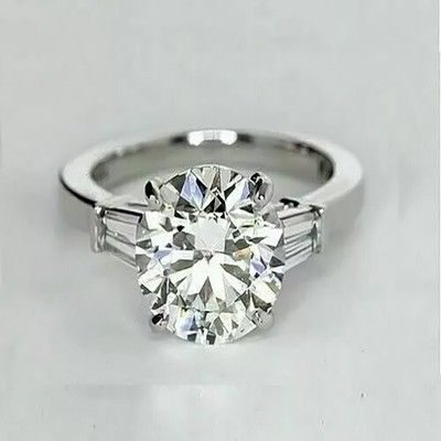 Certified 3.50 Ct Round Cut White Diamond Solitaire Engagement Ring 925 Silver
